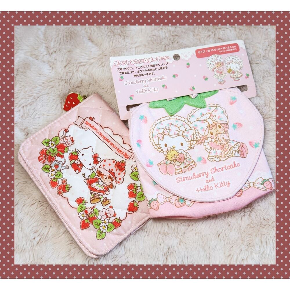 Rare Sanrio Hello Kitty x Strawberry Shortcake Pocket Pouch Tissue Case Bag Lot
